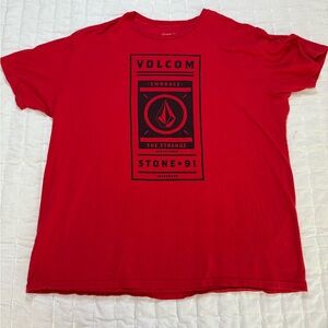 Volcom Red Short Sleeve Tee with Iconic Graphic